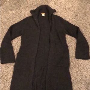 J Crew charcoal knee length thick knit cardigan